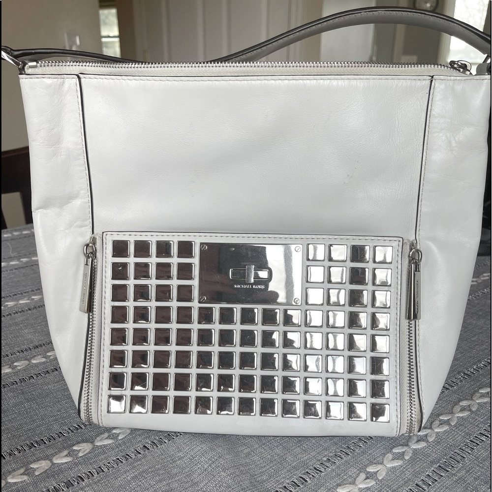 Michael Kors white and silver shoulder bag